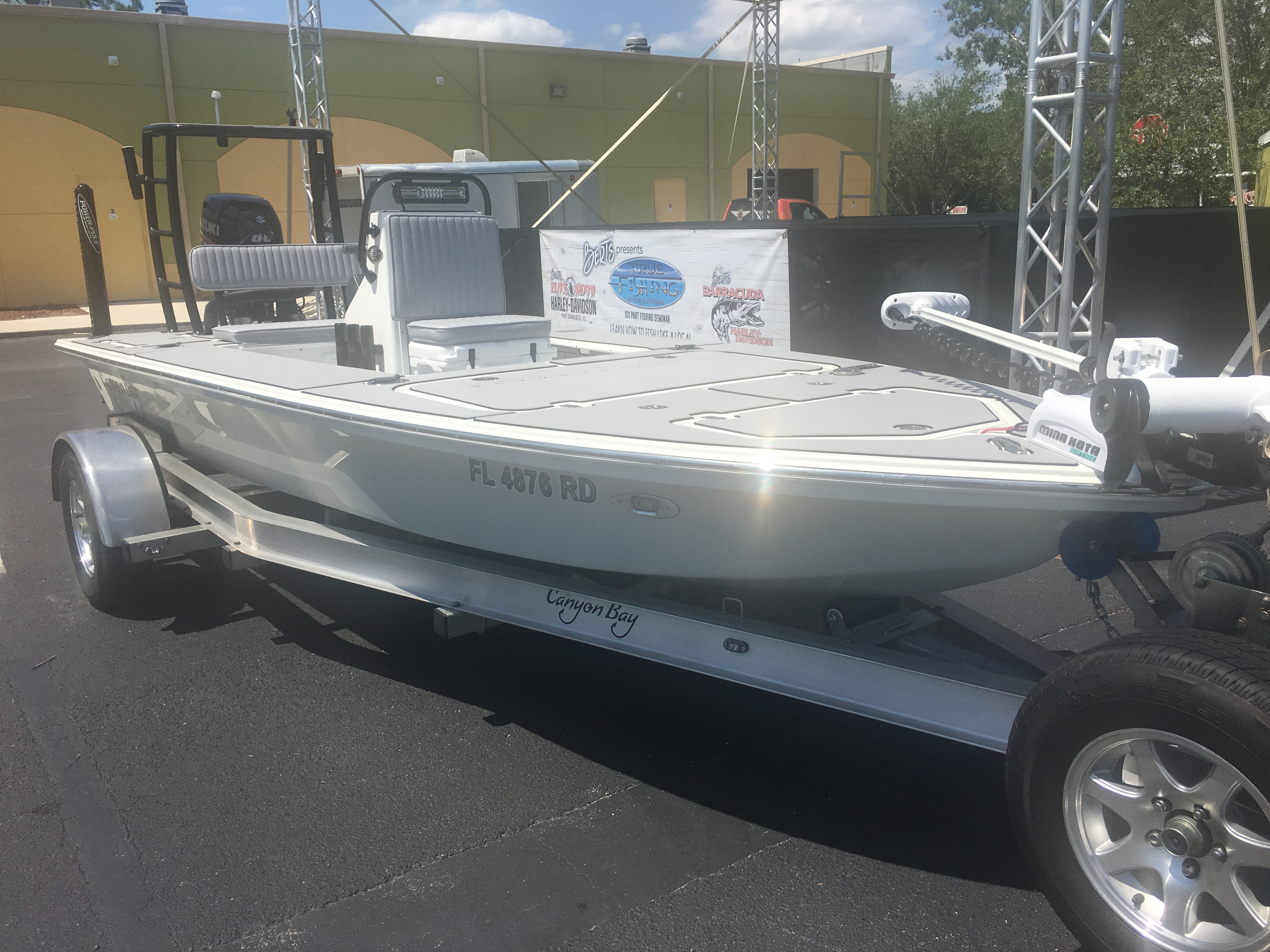 Canyon Bay 18f full side profile on trailer