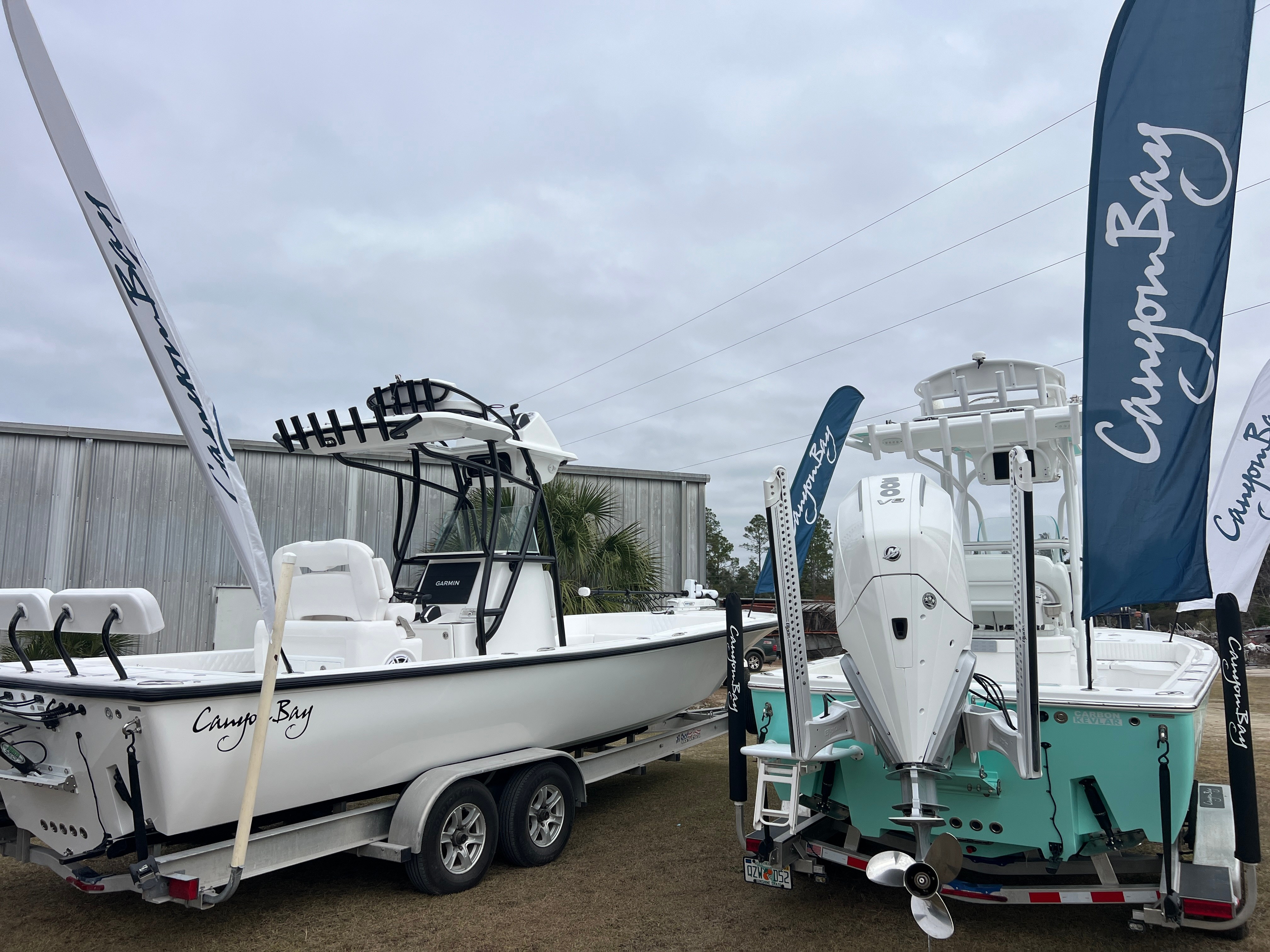 Canyon Bay boats dealership display 28h 24h flags
